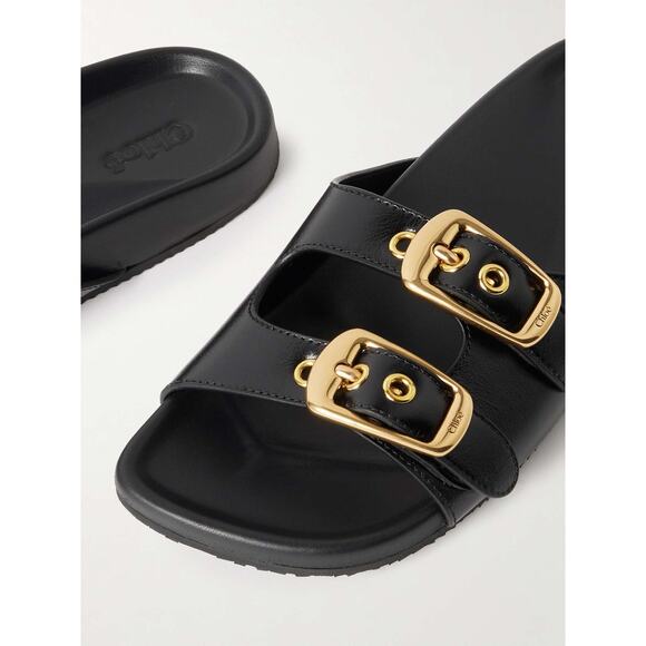 Chloe Polly Slip On Buckle Sandals in Black 40 - Picture 2 of 6